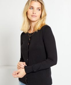 Gilet boutonné en maille - noir