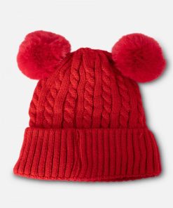 Bonnet avec doublure en polaire et pompon Kebello - Rouge