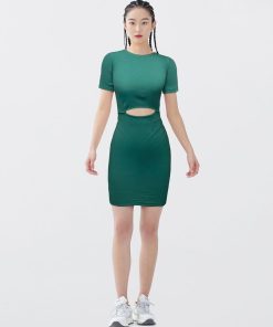 Robe maille côtelée - Vert