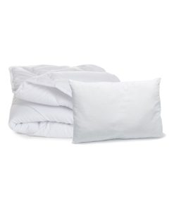 Bleu Câlin - Couette et oreiller bébé lavables à 95°C - Blanc