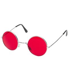 Lunettes rondes déguisement hippie - rouge