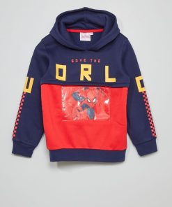 Sweat 'Spider-Man' à capuche avec poche zippée - bleu