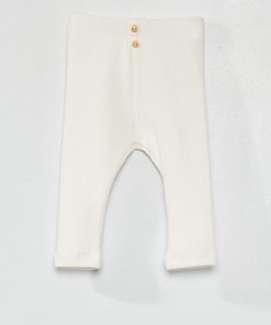Legging uni en maille côtelée - blanc