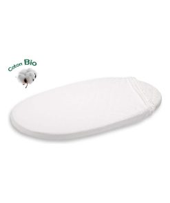 Drap dousse ovale bébé 40x80 cm berceau couffin - 100% coton Bio - Blanc
