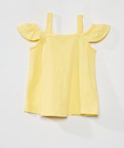 T-shirt en jersey épaules dénudées - Jaune