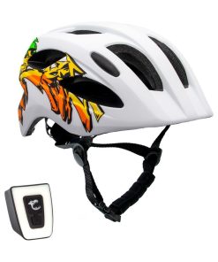 Casque de Vélo pour enfants de 6 à 12 ans | Graffiti Jaune| Certifié EN1078 - Blanc Blanc