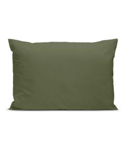 Bleu Câlin - Taie d'oreiller unie Percale de coton 80 fils/m² - Kaki