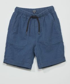 Bermuda regular en coton lin - bleu foncé