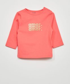 T-shirt manches longues imprimé - Rose