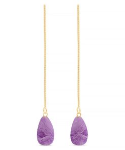 Boucles d'oreilles zoqoyi en argent 925 et améthyste naturelle finition plaqué or 18K - Violet
