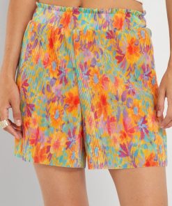 Short fluide plissé multicolore - Orange