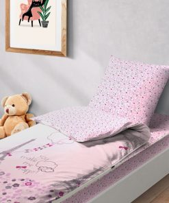 Bleu Câlin Rechange Caradou Tour Eiffel Parure de Lit Enfant - Sans Couette - 90x190cm - Rose