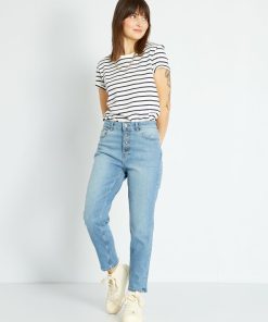 Jean mom à taille très haute - L34 - Triple stone