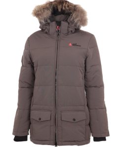 Doudoune de ski vraie fourrure femme ATOLE - Gris taupe