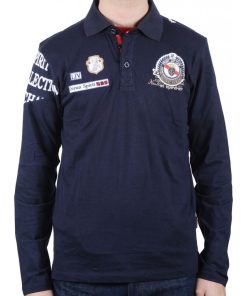 Polo manches longues garçon ECALANK - Bleu marine