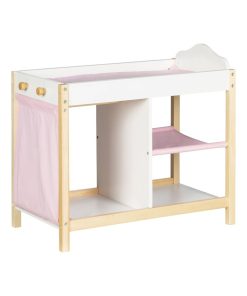 ROBA Table à langer de Poupée en Bois "Scarlett" + Équipement Textile - Blanc - N/A