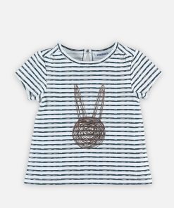 T-shirt Manches Courtes À Rayures Bleues Et Lurex - Bleu