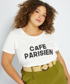 T-shirt imprimé à col rond - Blanc