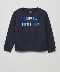 Sweat en molleton avec imprimé - Bleu