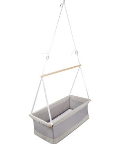 ROBA Lit Suspendu "safe asleep®" - 45x90 - Tissu À Mailles - Matelas Inclus - Gris Blanc