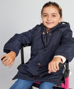 Parka avec ouvertures zippées sur les côtés - Marine