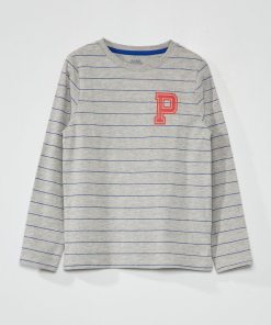 Tee-shirt en jersey à manches longues - Gris