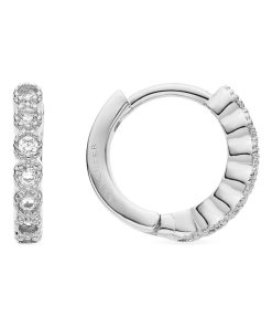Boucles d'oreilles Merwa,composées de zirconium brillant, finition rhodiée. - Argent