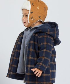 Manteau type lainage - carreaux bleu