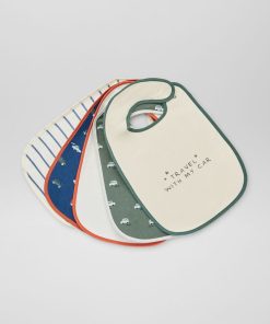 Lot de 5 bavoirs éponge - Bleu/vert/ecru