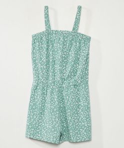Combishort 'fleurie' en maille jersey - Vert