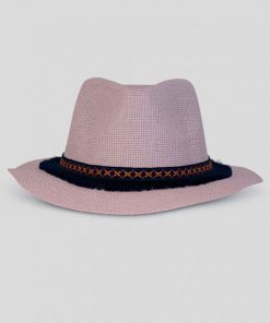 Chapeau fedora effet paille Kebello - Rose