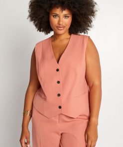 Veste de costume sans manches - Rose