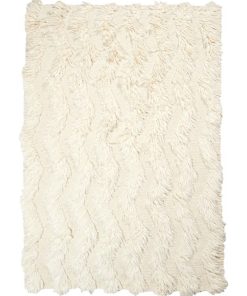Tapis salon 200x290 FLOKATA Crème tapis moderne tissé à la main - Ecru