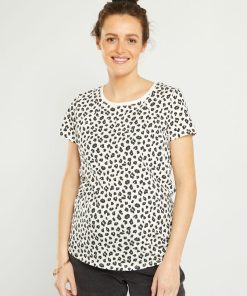 Tee-shirt d'allaitement avec zips invisibles - Blanc léopard