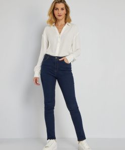 Jean slim à taille haute - L30 - Bleu brut