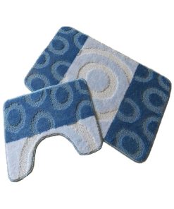 Ensemble Tapis Salle De Bain Et Wc Bleu - Bleu