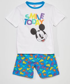 Ensemble de pyjama 'Mickey' en jersey - blanc/bleu