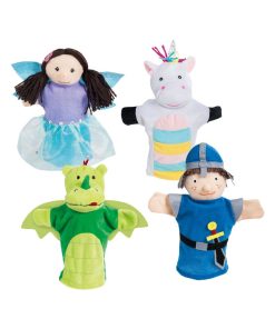 ROBA Ensemble de 4 Marionnettes à Main en Tissu et Feutre - Licorne Princesse Dragon Chevalier - N/A