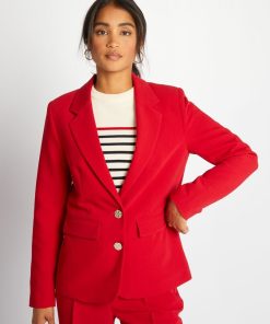 Veste de blazer mi-longue - Rouge