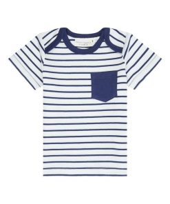 T-shirt Bébé Rayé Bleu Marine en Coton Bio - Bleu marine