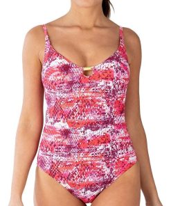 Maillot gainant 1 pièce imprimé reptile Marbella - Rouge