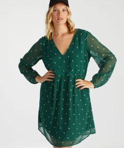 Robe avec imprimé - Vert/blanc
