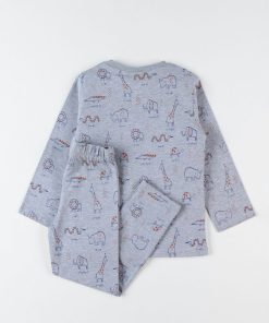 Pyjama 2 pièces imprimé animalier en jersey, - Gris