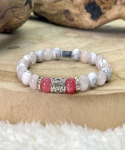 Bracelet passion en quartz rose - Blanc