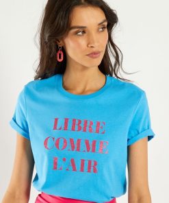 T-shirt en jersey imprimé - Bleu
