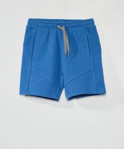 Bermuda uni en maille ottoman - Bleu
