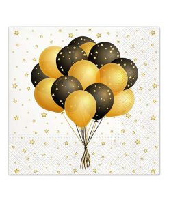 Lot de 20 serviettes en papier 33 x 33 cm Ballons festifs - Blanc