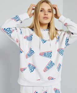 Sweat à capuche - Allez les Bleus - Blanc