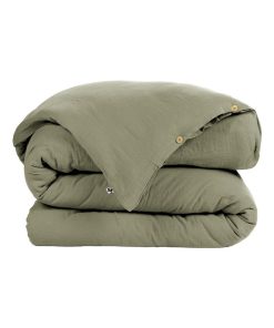 Housse de couette Double Gaze Coton Collection Gaia - Vert kaki