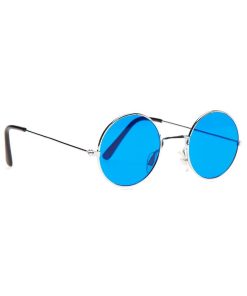 Lunettes rondes déguisement hippie - bleu